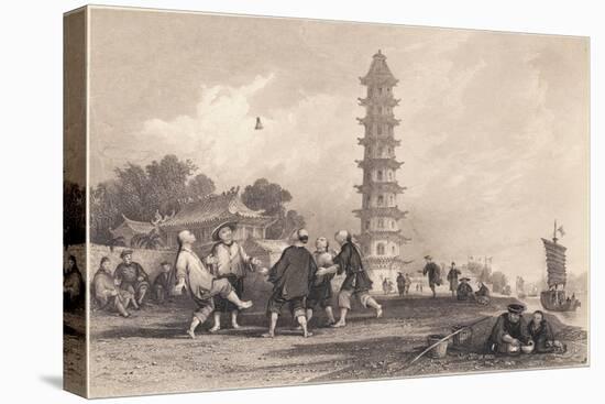 Chinese Men Playing Badminton-null-Stretched Canvas