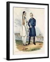 Chinese Merchants in Traditional Dress from Voyage De La Corvette L'Astrolabe-null-Framed Giclee Print
