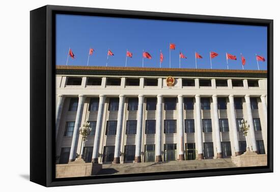 Chinese National Flags on a Government Building Tiananmen Square Beijing China-Christian Kober-Framed Stretched Canvas