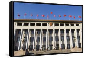 Chinese National Flags on a Government Building Tiananmen Square Beijing China-Christian Kober-Framed Stretched Canvas