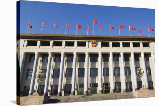 Chinese National Flags on a Government Building Tiananmen Square Beijing China-Christian Kober-Stretched Canvas