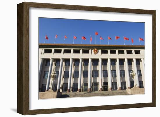 Chinese National Flags on a Government Building Tiananmen Square Beijing China-Christian Kober-Framed Photographic Print