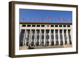 Chinese National Flags on a Government Building Tiananmen Square Beijing China-Christian Kober-Framed Photographic Print