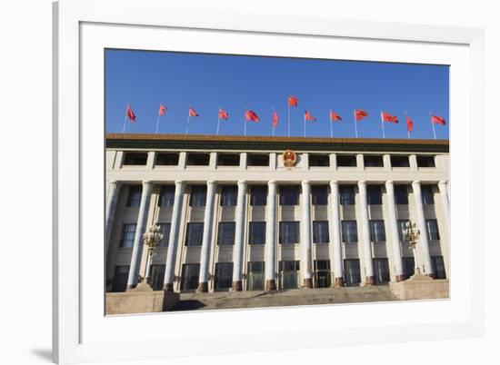 Chinese National Flags on a Government Building Tiananmen Square Beijing China-Christian Kober-Framed Photographic Print