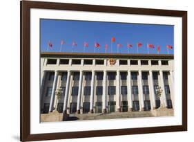 Chinese National Flags on a Government Building Tiananmen Square Beijing China-Christian Kober-Framed Photographic Print