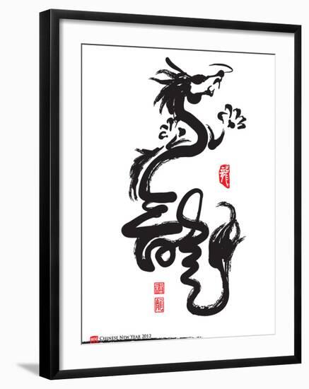 Chinese New Year Calligraphy For The Year Of Dragon-yienkeat-Framed Art Print