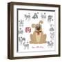 Chinese New Year Dog Color with Twelve Zodiacs Illustration-jpldesigns-Framed Art Print