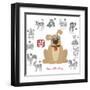 Chinese New Year Dog Color with Twelve Zodiacs Illustration-jpldesigns-Framed Art Print