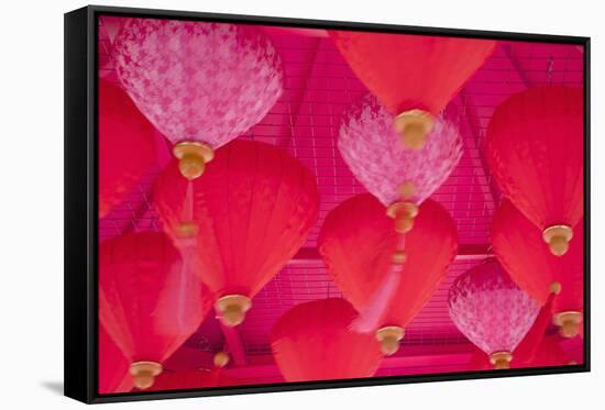 Chinese New Year Lanterns, Kowloon Bay, Kowloon, Hong Kong, China, Asia-Ian Trower-Framed Stretched Canvas