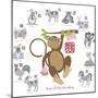 Chinese New Year Monkey Color with Twelve Zodiacs Illustration-jpldesigns-Mounted Premium Giclee Print