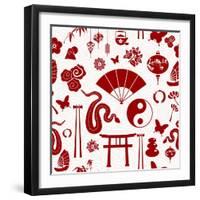 Chinese New Year of the Snake Pattern-cienpies-Framed Art Print
