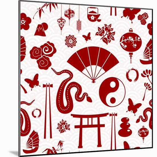 Chinese New Year of the Snake Pattern-cienpies-Mounted Art Print