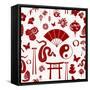 Chinese New Year of the Snake Pattern-cienpies-Framed Stretched Canvas