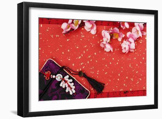 Chinese New Year Ornament on a Festive Background.-Liang Zhang-Framed Photographic Print