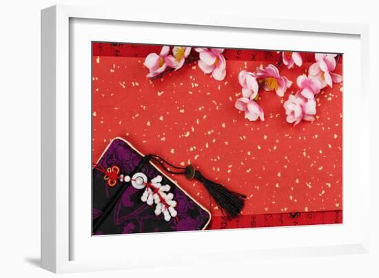 Chinese New Year Ornament on a Festive Background.-Liang Zhang-Framed Photographic Print