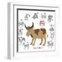 Chinese New Year Ox Color with Twelve Zodiacs Illustration-jpldesigns-Framed Art Print