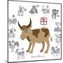 Chinese New Year Ox Color with Twelve Zodiacs Illustration-jpldesigns-Mounted Art Print