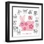 Chinese New Year Rabbit Color with Twelve Zodiacs Illustration-jpldesigns-Framed Art Print