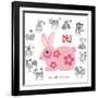 Chinese New Year Rabbit Color with Twelve Zodiacs Illustration-jpldesigns-Framed Art Print