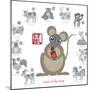 Chinese New Year Rat Color with Twelve Zodiacs Illustration-jpldesigns-Mounted Premium Giclee Print