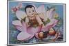 Chinese New Year's Poster with Baby in Lotus Blossom-null-Mounted Giclee Print