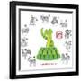 Chinese New Year Snake Color with Twelve Zodiacs Illustration-jpldesigns-Framed Art Print