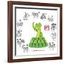 Chinese New Year Snake Color with Twelve Zodiacs Illustration-jpldesigns-Framed Art Print