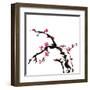 Chinese Painting Of Flowers, Plum Blossom, On White Background-elwynn-Framed Art Print