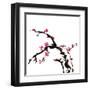 Chinese Painting Of Flowers, Plum Blossom, On White Background-elwynn-Framed Art Print