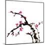 Chinese Painting Of Flowers, Plum Blossom, On White Background-elwynn-Mounted Art Print