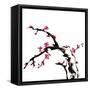 Chinese Painting Of Flowers, Plum Blossom, On White Background-elwynn-Framed Stretched Canvas