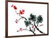 Chinese Painting Of Flowers, Plum Blossom, On White Background-elwynn-Framed Art Print