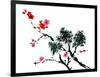 Chinese Painting Of Flowers, Plum Blossom, On White Background-elwynn-Framed Art Print