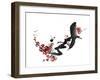 Chinese Painting Of Flowers, Plum Blossom, On White Background-elwynn-Framed Art Print