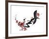 Chinese Painting Of Flowers, Plum Blossom, On White Background-elwynn-Framed Art Print