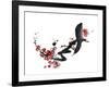 Chinese Painting Of Flowers, Plum Blossom, On White Background-elwynn-Framed Art Print