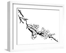 Chinese Painting Of Flowers, Plum Blossom, On White Background-elwynn-Framed Art Print