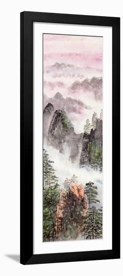 Chinese Painting Of High Mountain-aslysun-Framed Art Print