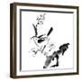 Chinese Painting , Plum Blossom And Bird, On White Background-elwynn-Framed Art Print