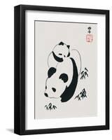 Chinese Panda and Cub-null-Framed Art Print