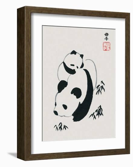 Chinese Panda and Cub-null-Framed Art Print