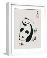 Chinese Panda and Cub-null-Framed Art Print