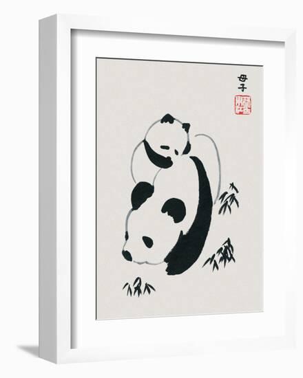 Chinese Panda and Cub-null-Framed Art Print