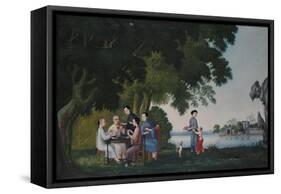 Chinese Playing Cards by a River, Anglo-Chinese School-null-Framed Stretched Canvas