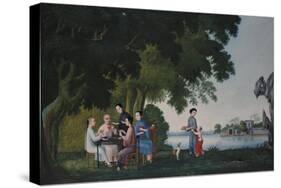 Chinese Playing Cards by a River, Anglo-Chinese School-null-Stretched Canvas