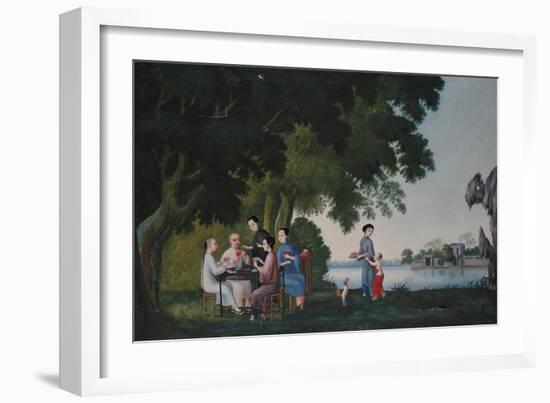 Chinese Playing Cards by a River, Anglo-Chinese School-null-Framed Giclee Print