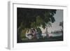 Chinese Playing Cards by a River, Anglo-Chinese School-null-Framed Giclee Print