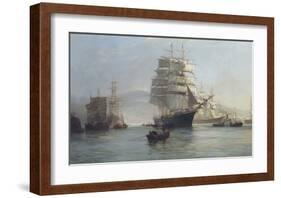 Chinese Port - Morning Departures-Montague Dawson-Framed Premium Giclee Print