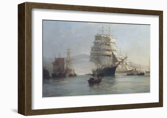 Chinese Port - Morning Departures-Montague Dawson-Framed Premium Giclee Print