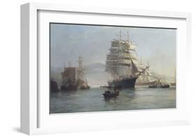 Chinese Port - Morning Departures-Montague Dawson-Framed Premium Giclee Print